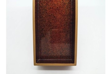 明治から大正期　時代物漆器　鶴・松竹梅蒔絵　螺鈿のきらめきが美しい総梨地の御短冊箱　外箱付き　(R-091408)