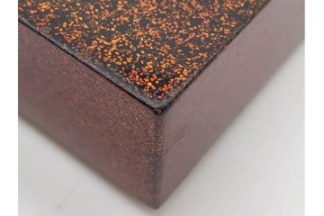 明治から大正期　時代物漆器　鶴・松竹梅蒔絵　螺鈿のきらめきが美しい総梨地の御短冊箱　外箱付き　(R-091408)