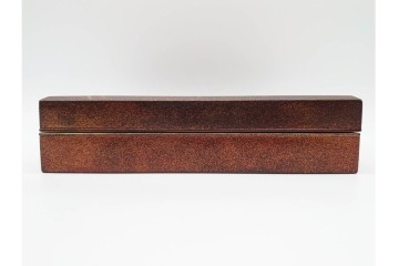 明治から大正期　時代物漆器　鶴・松竹梅蒔絵　螺鈿のきらめきが美しい総梨地の御色紙箱　外箱付き　(R-091409)