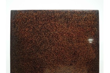 明治から大正期　時代物漆器　鶴・松竹梅蒔絵　螺鈿のきらめきが美しい総梨地の御色紙箱　外箱付き　(R-091409)
