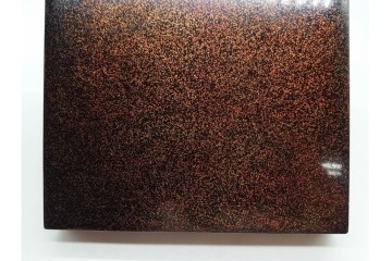 明治から大正期　時代物漆器　鶴・松竹梅蒔絵　螺鈿のきらめきが美しい総梨地の御色紙箱　外箱付き　(R-091409)