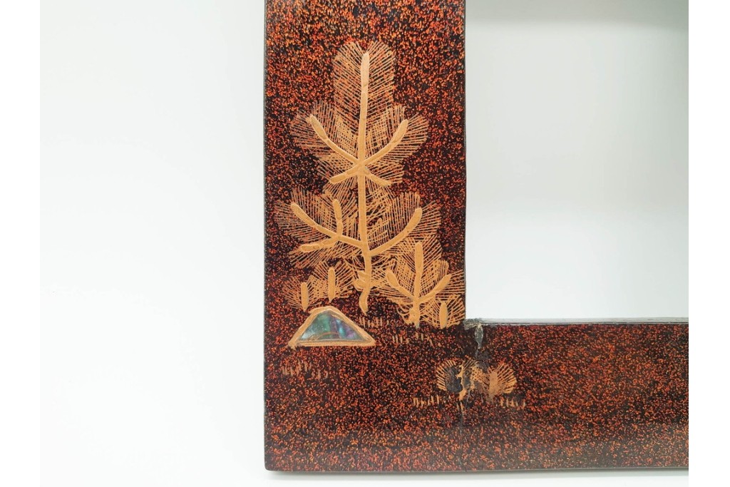 明治から大正期　時代物漆器　鶴・松竹梅蒔絵　螺鈿のきらめきが美しい総梨地の御硯箱　硯・水滴(龍雲吉田造)・外箱付き　(R-091410)