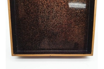 明治から大正期　時代物漆器　鶴・松竹梅蒔絵　螺鈿のきらめきが美しい総梨地の御硯箱　硯・水滴(龍雲吉田造)・外箱付き　(R-091410)