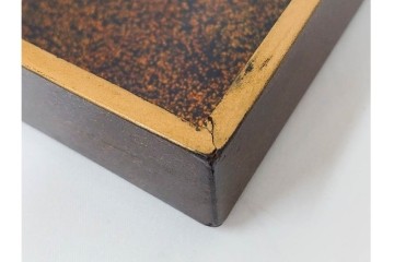 明治から大正期　時代物漆器　鶴・松竹梅蒔絵　螺鈿のきらめきが美しい総梨地の御文庫　外箱付き　(R-091411)
