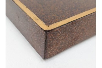 明治から大正期　時代物漆器　鶴・松竹梅蒔絵　螺鈿のきらめきが美しい総梨地の御文庫　外箱付き　(R-091411)