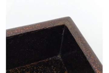 明治から大正期　時代物漆器　鶴・松竹梅蒔絵　螺鈿のきらめきが美しい総梨地の御文庫　外箱付き　(R-091411)