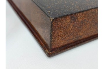 明治から大正期　時代物漆器　鶴・松竹梅蒔絵　螺鈿のきらめきが美しい総梨地の御文庫　外箱付き　(R-091411)