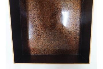 明治から大正期　時代物漆器　鶴・松竹梅蒔絵　螺鈿のきらめきが美しい総梨地の御文庫　外箱付き　(R-091411)