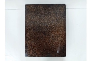 明治から大正期　時代物漆器　鶴・松竹梅蒔絵　螺鈿のきらめきが美しい総梨地の御文庫　外箱付き　(R-091411)