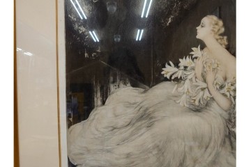 1934年　真作　ルイ・イカール　「リリー」　百合の花に包まれた女性を描いた銅版画　(R-091421)