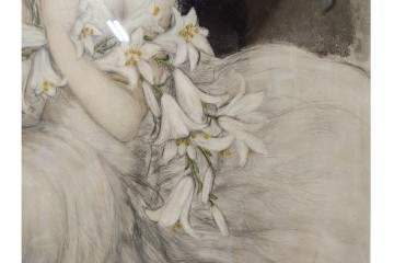 1934年　真作　ルイ・イカール　「リリー」　百合の花に包まれた女性を描いた銅版画　(R-091421)