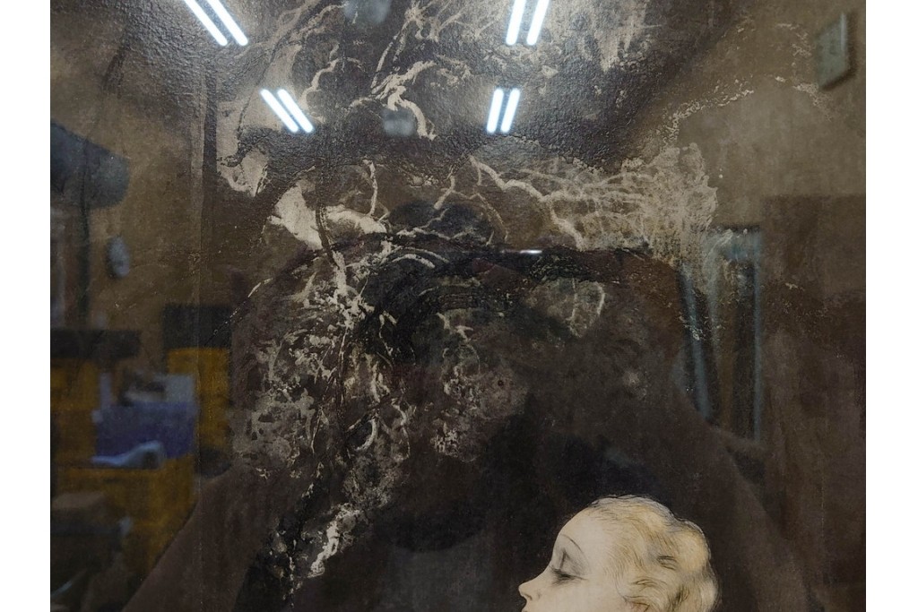 1934年　真作　ルイ・イカール　「リリー」　百合の花に包まれた女性を描いた銅版画　(R-091421)