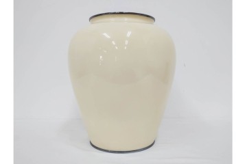 安藤七宝　高さ約37cm　牡丹が描かれた純銀縁の花瓶　(R-091427)