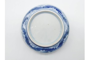 江戸期　古伊万里　染錦　直径約12cm(4寸)　瓢箪と魚を描いた小皿3枚セット　(R-091432)