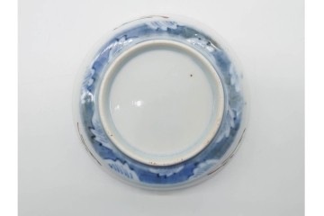 江戸期　古伊万里　染錦　直径約12cm(4寸)　瓢箪と魚を描いた小皿3枚セット　(R-091432)