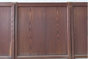 アンティーク建具　昭和初期　幅狭サイズ　ダイヤ模様のプレスガラスがレトロなガラス戸3枚セット　(R-091450)
