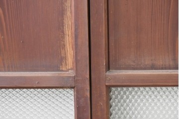 アンティーク建具　昭和初期　幅狭サイズ　ダイヤ模様のプレスガラスがレトロなガラス戸3枚セット　(R-091450)