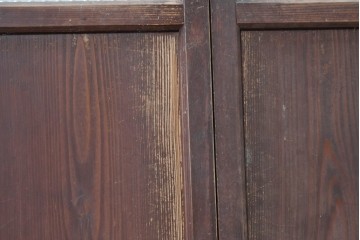 アンティーク建具　昭和初期　幅狭サイズ　ダイヤ模様のプレスガラスがレトロなガラス戸3枚セット　(R-091450)