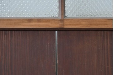 アンティーク建具　昭和初期　幅狭サイズ　ダイヤ模様のプレスガラスがレトロなガラス戸3枚セット　(R-091450)
