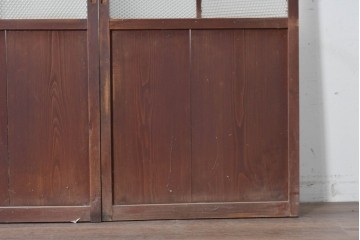 アンティーク建具　昭和初期　幅狭サイズ　ダイヤ模様のプレスガラスがレトロなガラス戸3枚セット　(R-091450)