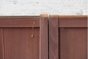 アンティーク建具　昭和初期　幅狭サイズ　ダイヤ模様のプレスガラスがレトロなガラス戸3枚セット　(R-091450)
