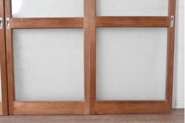 ヴィンテージ建具　昭和後期　希少な昭和型板ガラス「みどり」を使ったシンプルなガラス戸4枚セット　(R-091451)
