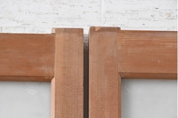 ヴィンテージ建具　昭和後期　希少な昭和型板ガラス「みどり」を使ったシンプルなガラス戸4枚セット　(R-091451)
