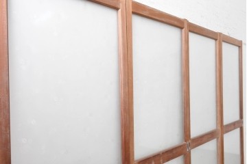 ヴィンテージ建具　昭和後期　希少な昭和型板ガラス「みどり」を使ったシンプルなガラス戸4枚セット　(R-091451)