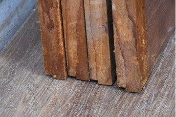 ヴィンテージ建具　昭和後期　希少な昭和型板ガラス「みどり」を使ったシンプルなガラス戸4枚セット　(R-091451)