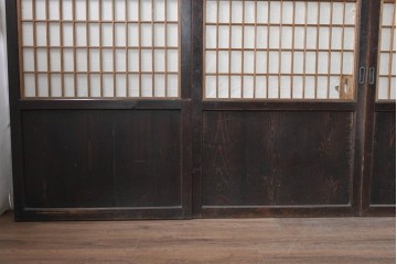 アンティーク建具　明治から大正期　端正な格子が和の風情を感じさせる障子帯戸4枚セット　(R-091453)