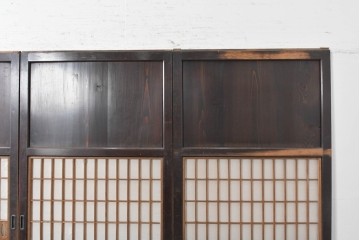 アンティーク建具　明治から大正期　端正な格子が和の風情を感じさせる障子帯戸4枚セット　(R-091453)
