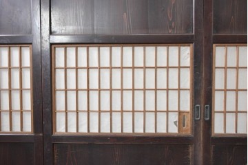 アンティーク建具　明治から大正期　端正な格子が和の風情を感じさせる障子帯戸4枚セット　(R-091453)