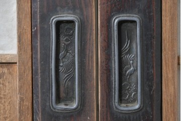 アンティーク建具　明治から大正期　端正な格子が和の風情を感じさせる障子帯戸4枚セット　(R-091453)