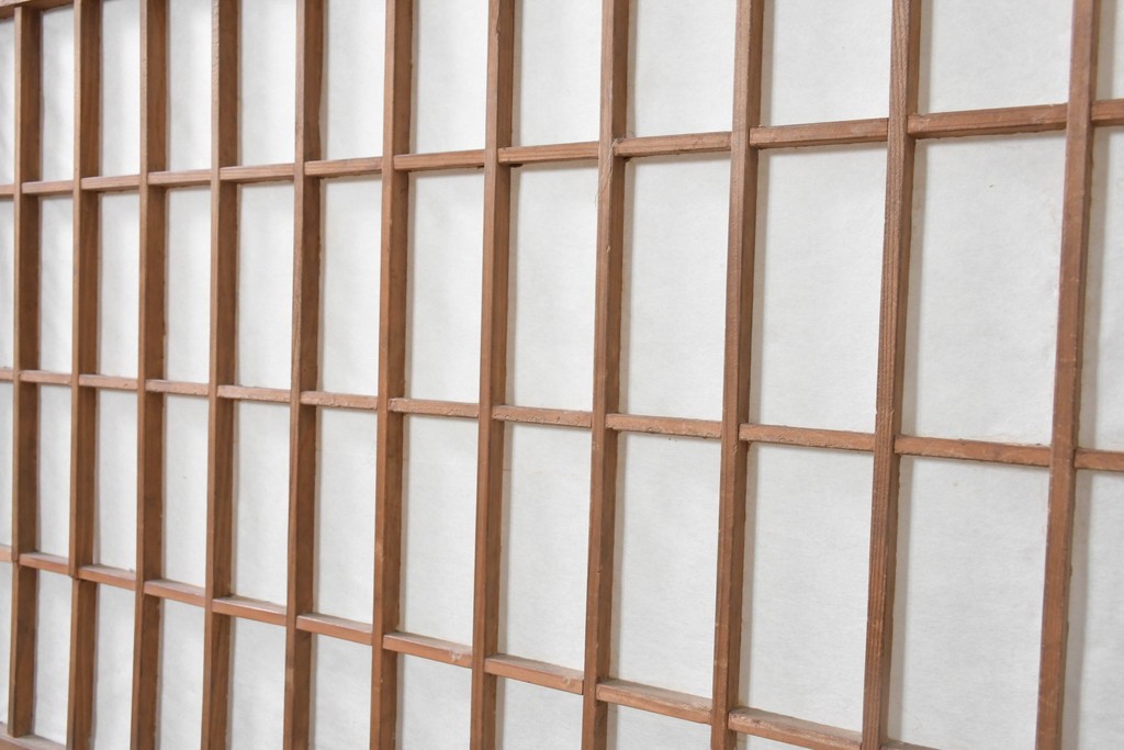 アンティーク建具　明治から大正期　端正な格子が和の風情を感じさせる障子帯戸4枚セット　(R-091453)