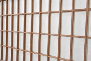 アンティーク建具　明治から大正期　端正な格子が和の風情を感じさせる障子帯戸4枚セット　(R-091453)