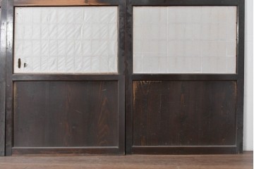 アンティーク建具　明治から大正期　端正な格子が和の風情を感じさせる障子帯戸4枚セット　(R-091453)