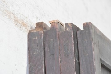 アンティーク建具　明治から大正期　端正な格子が和の風情を感じさせる障子帯戸4枚セット　(R-091453)