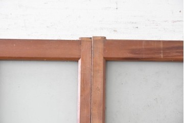 アンティーク建具　昭和初期から昭和中期　上手物!!　細身の桟と腰板を端正に組み上げた作りの良いガラス戸2枚セット　(R-091454)