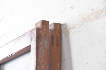 アンティーク建具　昭和初期から昭和中期　上手物!!　細身の桟と腰板を端正に組み上げた作りの良いガラス戸2枚セット　(R-091454)