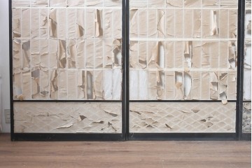 ヴィンテージ建具　昭和中期から昭和後期　幾何学的な組子が目を引く組子入り書院戸4枚セット　(R-091455)