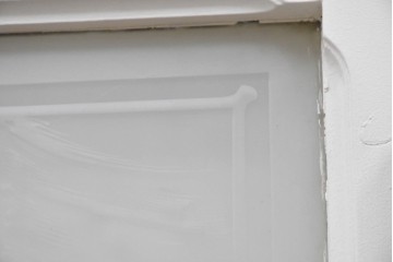 イギリスアンティーク建具　1890年から1910年頃　穏やかな風景を描いたエッチングガラス入りドア1枚　(R-091456)