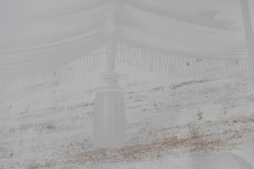 イギリスアンティーク建具　1890年から1910年頃　穏やかな風景を描いたエッチングガラス入りドア1枚　(R-091456)
