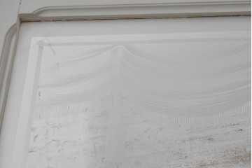 イギリスアンティーク建具　1890年から1910年頃　穏やかな風景を描いたエッチングガラス入りドア1枚　(R-091456)