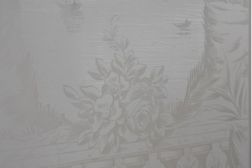 イギリスアンティーク建具　1890年から1910年頃　穏やかな風景を描いたエッチングガラス入りドア1枚　(R-091456)