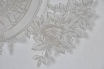 イギリスアンティーク建具　1890年から1910年頃　詩人ラ・フォンテーヌの肖像画を描いたエッチングガラス入りドア1枚　(R-091457)