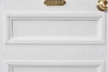 イギリスアンティーク建具　1890年から1910年頃　花を優美に描いたエッチングガラス入りドア1枚　(R-091458)