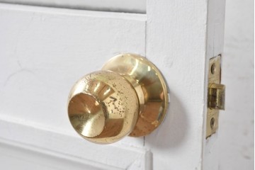 イギリスアンティーク建具　1890年から1910年頃　花を優美に描いたエッチングガラス入りドア1枚　(R-091458)