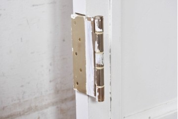 イギリスアンティーク建具　1890年から1910年頃　花を優美に描いたエッチングガラス入りドア1枚　(R-091458)
