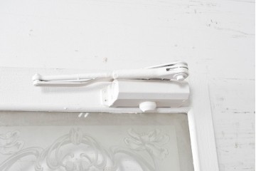 イギリスアンティーク建具　1890年から1910年頃　花を優美に描いたエッチングガラス入りドア1枚　(R-091458)