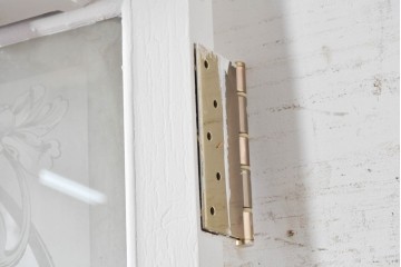 イギリスアンティーク建具　1890年から1910年頃　花を優美に描いたエッチングガラス入りドア1枚　(R-091458)